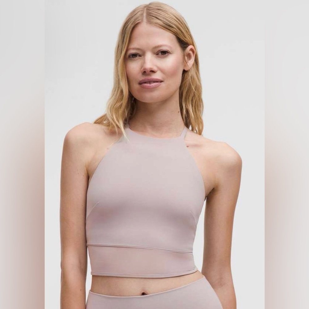lululemon athletica High Neck Mesh-Hem Tank, NWT, Mauve Grey, Size small